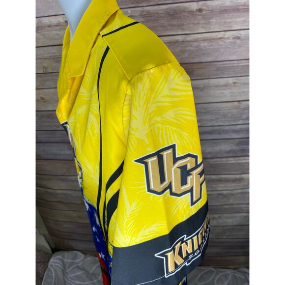 UCF Button Up Shirt Mens Size Large Yellow Black Blue Polyester Spandex - Picture 10 of 10